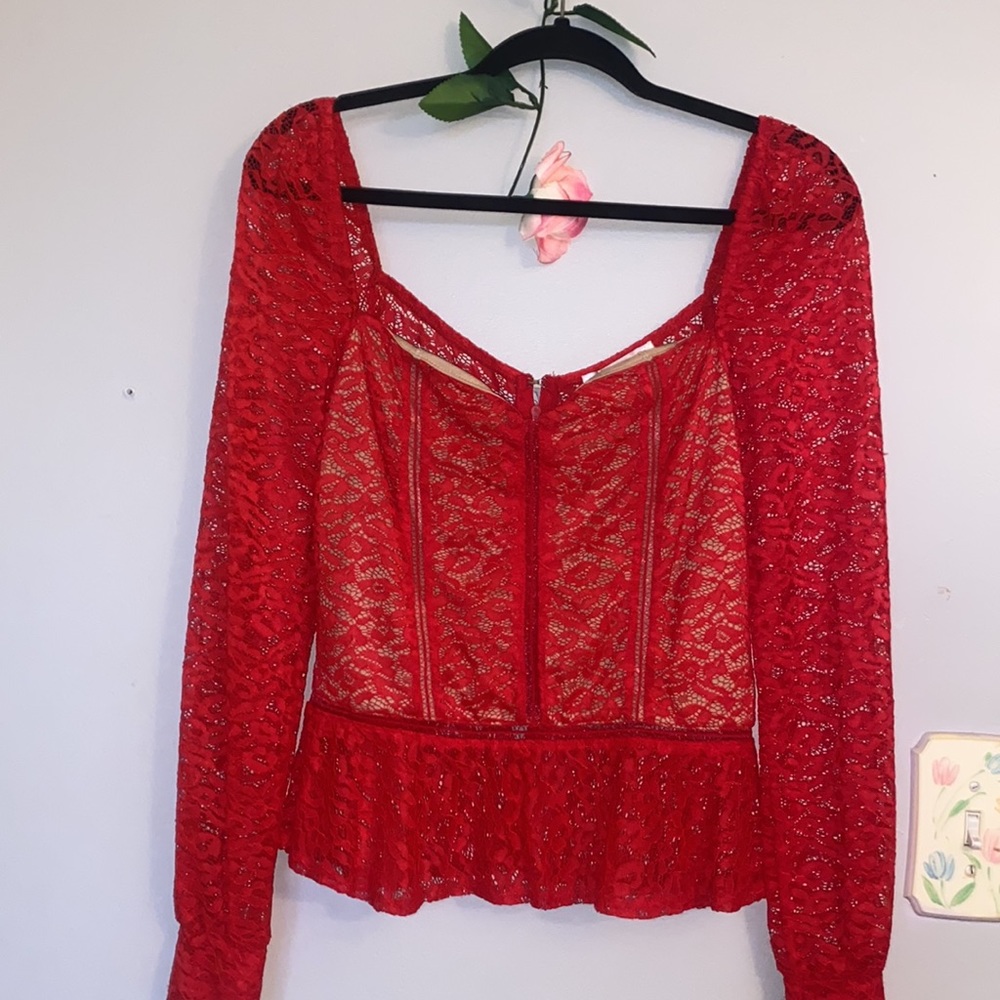 Red lace top - Picture 12 of 12